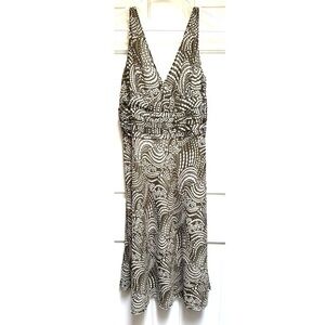 FYLO by Nylon Silk Cotton Olive Green White Swirl Print Dress Womens size 12